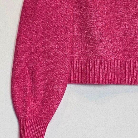 Wool Blend Fuchsia Hot Pink Cropped Boxy Sweater Mean Girls Y2k Dopamine - Picture 3 of 7